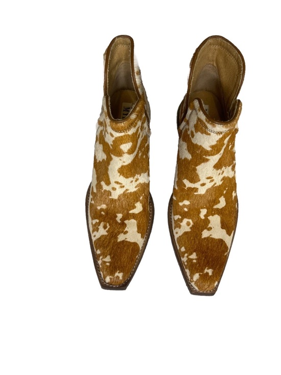 Myra Bag Shoes - MYRA BAG Cow Hair On Hide Leather Ankle Cowboy Boots Women’s 9 White & Brown